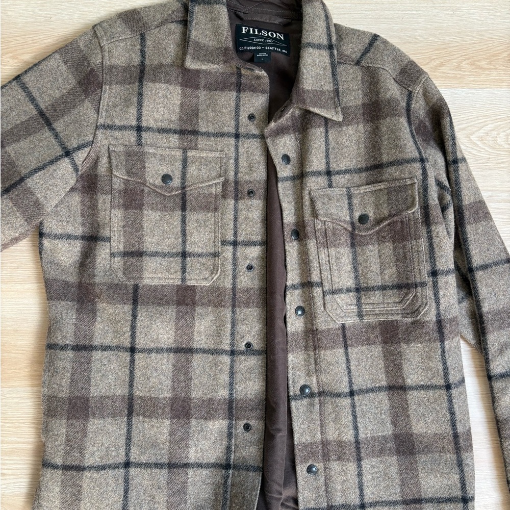 Filson Men's Tan and Brown Checkered Jacket